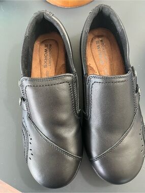 Rockport Black Slip-On Leather Work Loafers